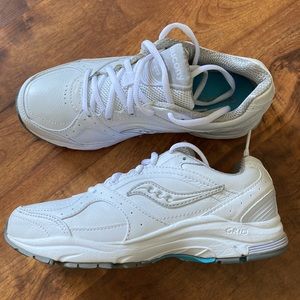 Saucony white leather sneakers